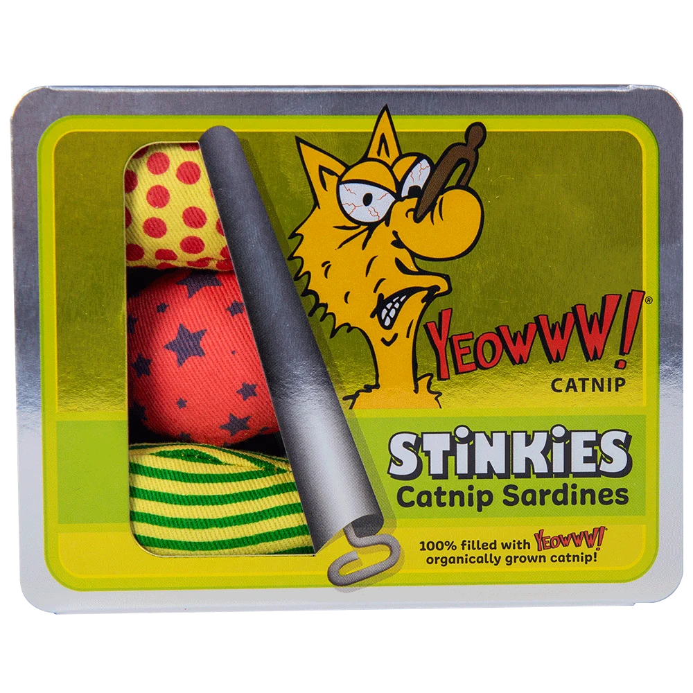 StinkiesTrio_2025_Front_1000.png Sardynki, zabawki dla kotów z kocimiętką – Yeowww! Stinkies Catnip Sardines Trio - obrazek 1
