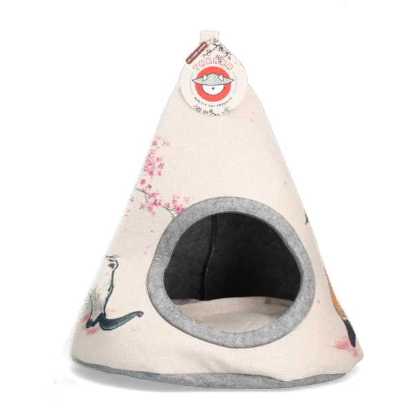 Namiot tipi dla kota z poduszką, 42 x 56 cm – Takara Tipi Cherry Blossom