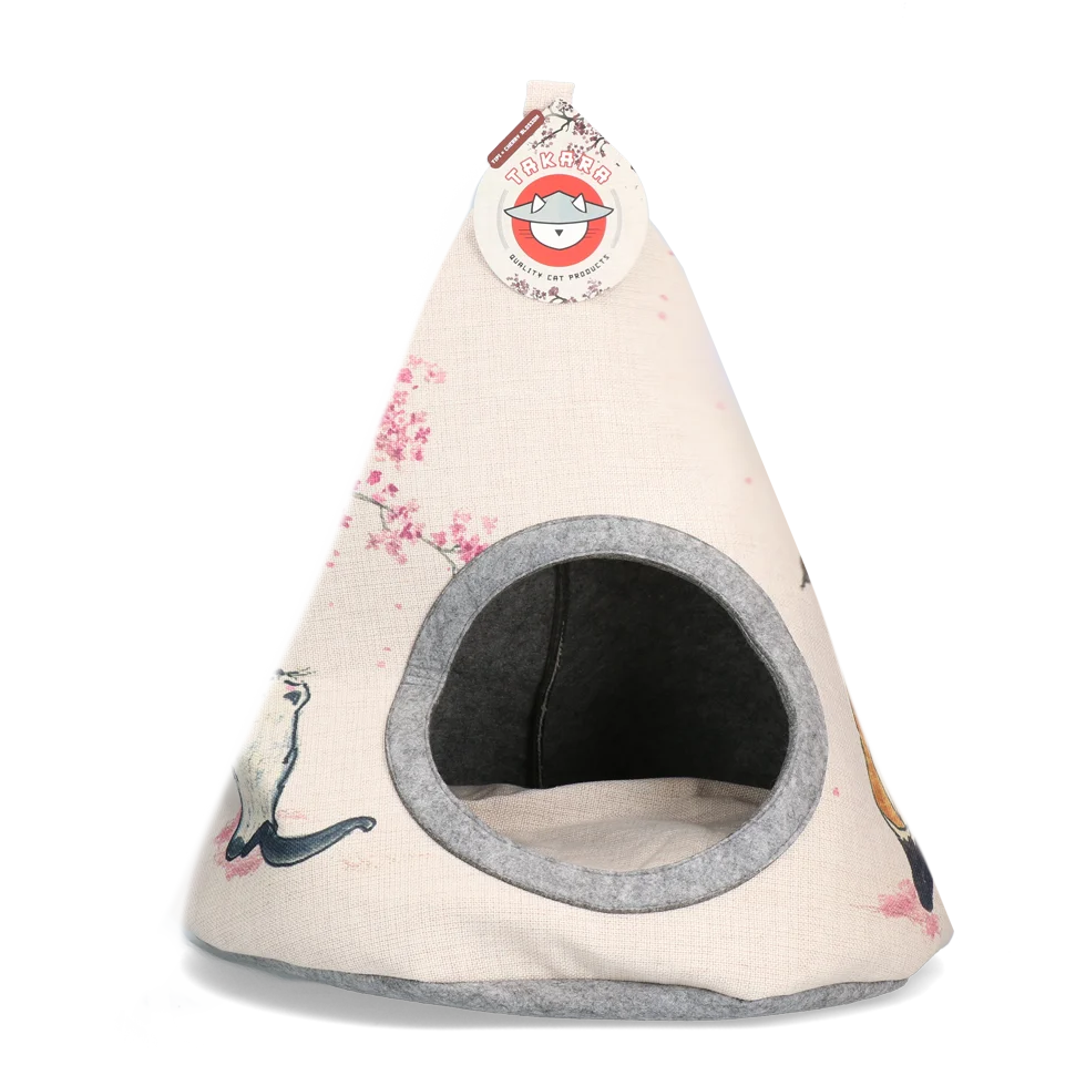 Namiot tipi dla kota z poduszką, 42 x 56 cm – Takara Tipi Cherry Blossom - obrazek 1