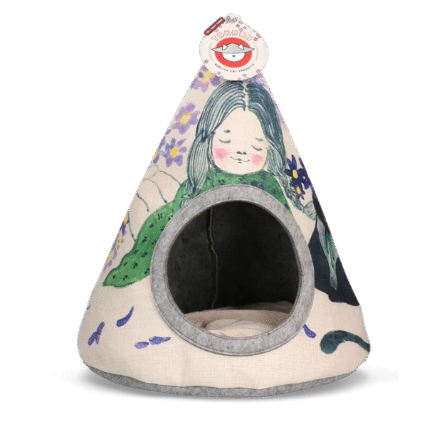 Tipi dla kota z poduszką, 42 x 56 cm – Takara Tipi Violet Flower