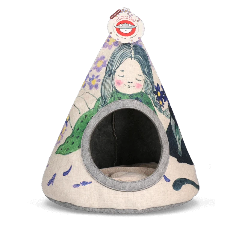 Tipi dla kota z poduszką, 42 x 56 cm – Takara Tipi Violet Flower