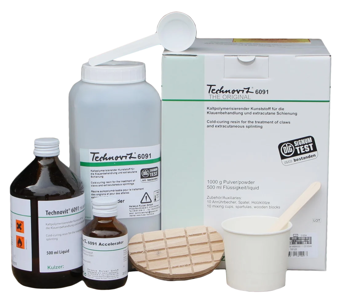 Zestaw do leczenia racic z przyspieszaczem na 10 zabiegów – Kulzer Technovit 6091 - obrazek 1