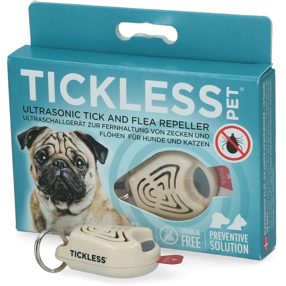 Odstraszacz kleszczy i pcheł dla psa i kota z ultradźwiękami, beżowy – Tickless Pet - obrazek 1