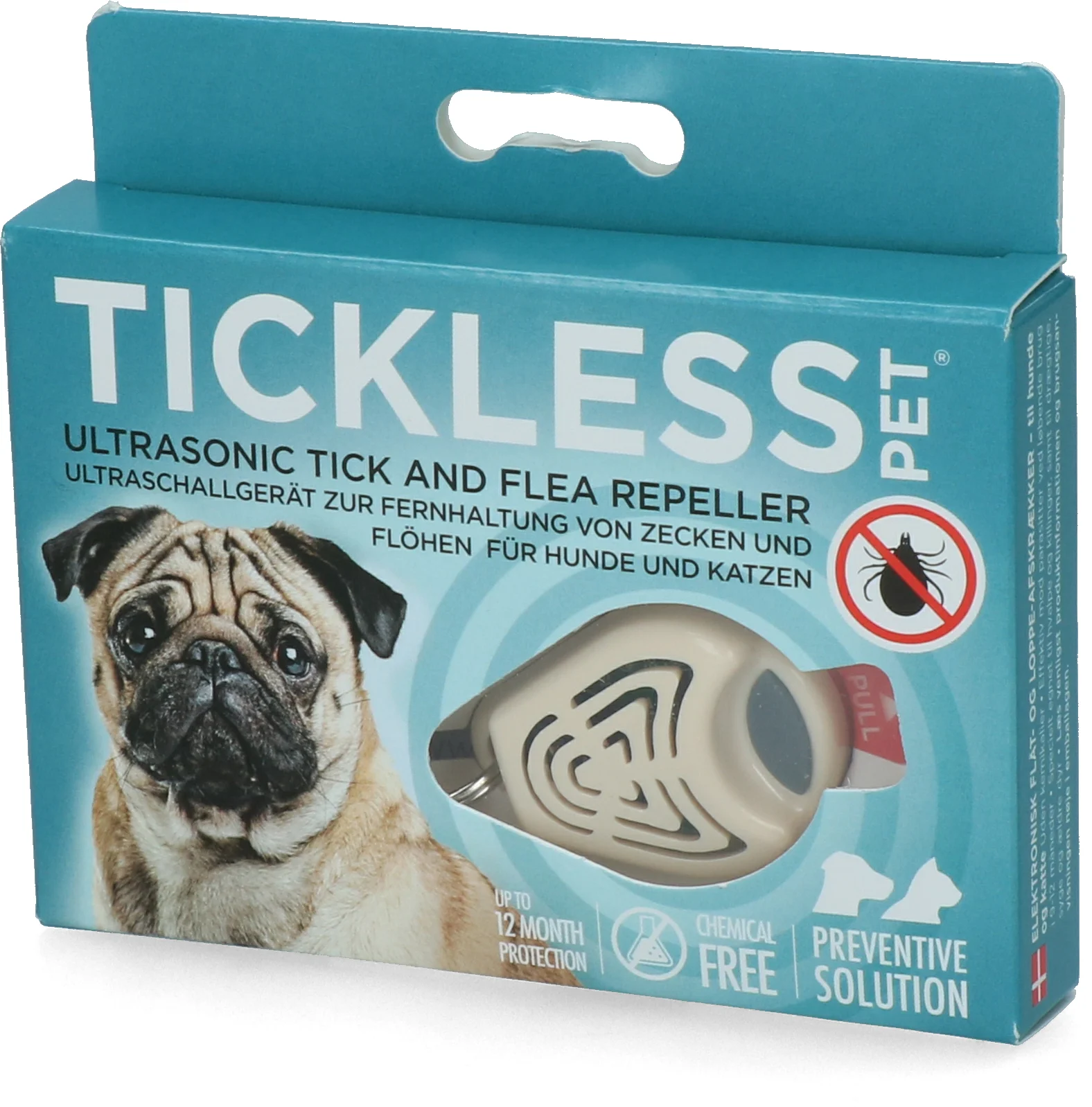 Odstraszacz kleszczy i pcheł dla psa i kota z ultradźwiękami, beżowy – Tickless Pet - obrazek 2