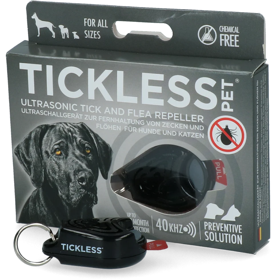 Odstraszacz kleszczy i pcheł dla psa i kota z ultradźwiękami, czarny – Tickless Pet - obrazek 1