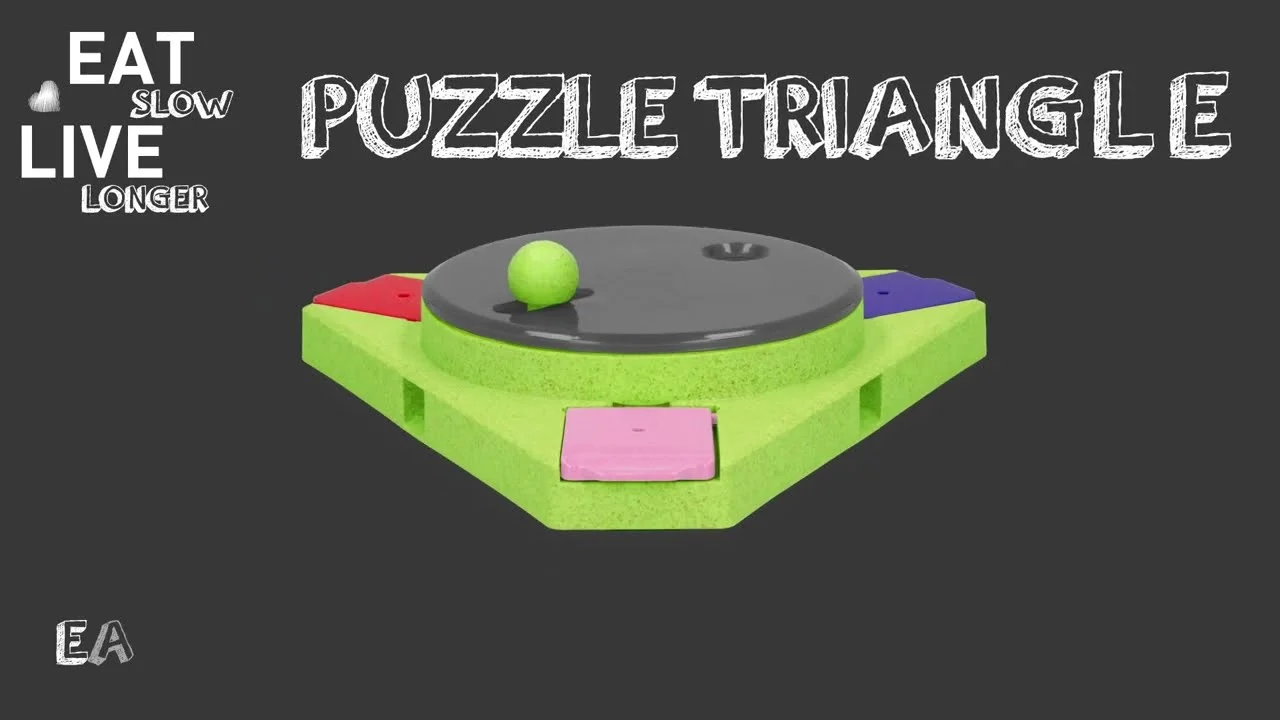 Łamigłówka dla psa na karmę suchą i przysmaki – Eat Slow Live Longer Puzzle Triangle - obrazek 2