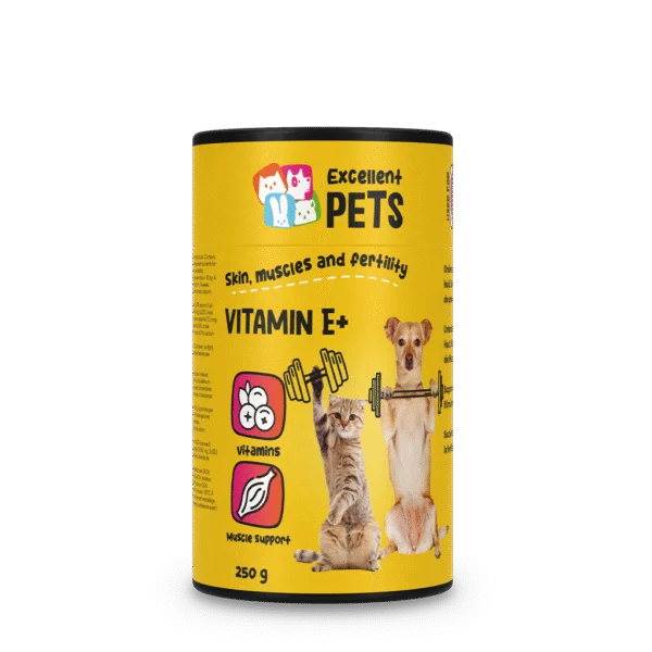 Suplement w proszku dla psów i kotów z witaminą E i selenem, 250 g – Excellent Pets Vitamin E+