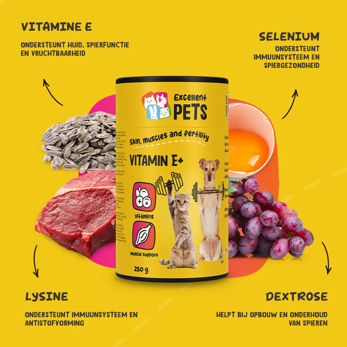 Suplement w proszku dla psów i kotów z witaminą E i selenem, 250 g – Excellent Pets Vitamin E+ - obrazek 5