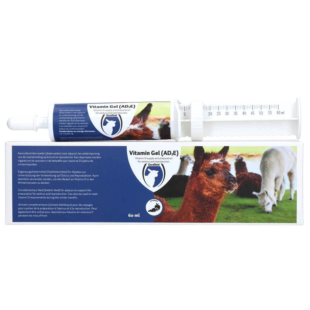 Vitaminegel voor Alpaca’s met A, D3 en E, 60 ml – Excellent Vitamine Gel Żel witaminowy dla alpak z witaminami A, D3 i E, 60 ml – Excellent Vitamine Gel