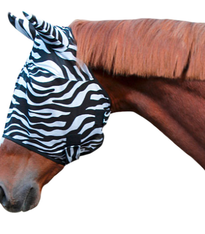 Maska przeciw muchom dla koni z osłoną uszu, Zebra Full