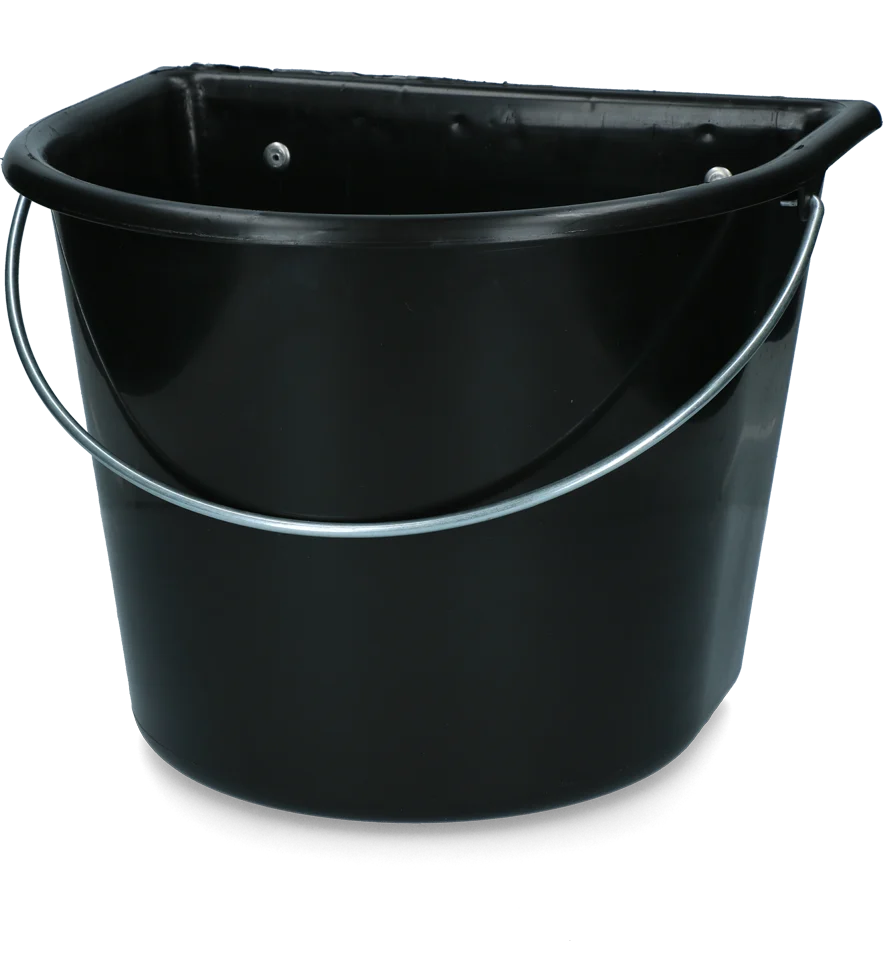 Koryto na paszę z haczykami do zawieszania i uchwytem, 15 l, czarne – Vplast - obrazek 2