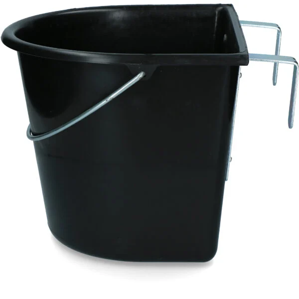 Koryto na paszę z haczykami do zawieszania i uchwytem, 15 l, czarne – Vplast