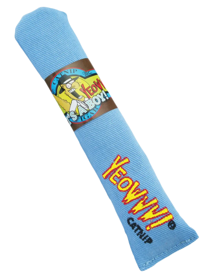 Zabawka dla kota w kształcie cygara z kocimiętką, niebieska, 18 cm – Yeowww! Cigar - obrazek 1