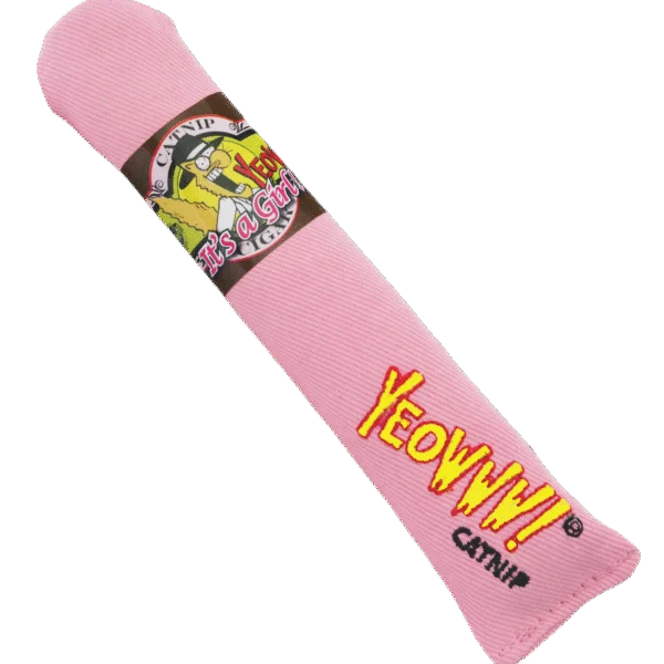 Zabawka w kształcie cygara dla kotów z kocimiętką, różowa, 18 cm – Yeowww! Cigar