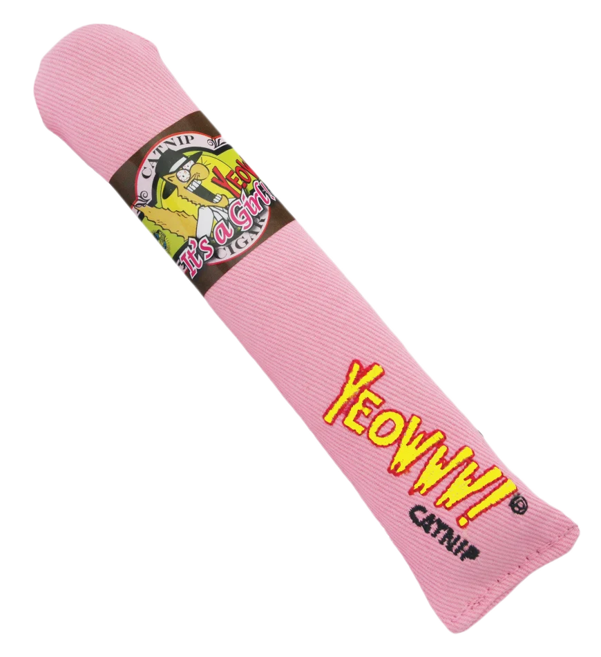 Zabawka w kształcie cygara dla kotów z kocimiętką, różowa, 18 cm – Yeowww! Cigar - obrazek 1