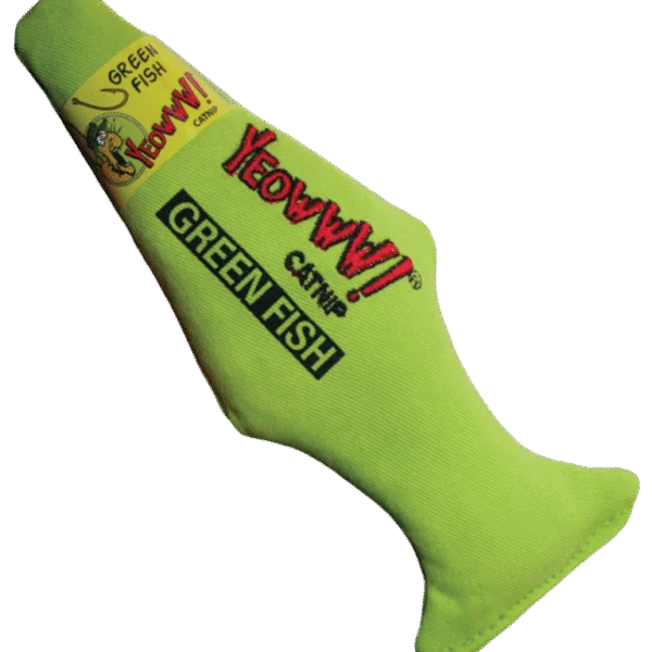 Rybka dla kota z kocimiętką, zielona, 18 cm – Yeowww! Green Fish