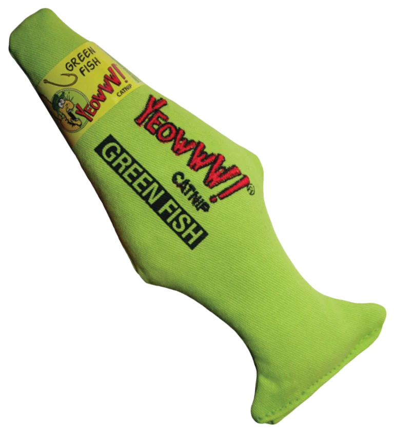Rybka dla kota z kocimiętką, zielona, 18 cm – Yeowww! Green Fish - obrazek 1