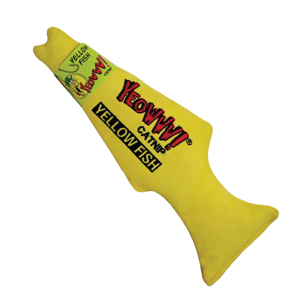 Zabawka dla kota w kształcie ryby z kocimiętką, żółta, 18 cm – Yeowww! Yellow Fish - obrazek 1
