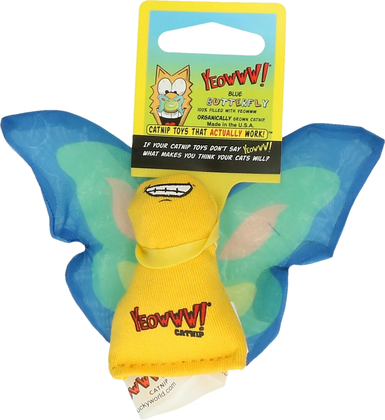 Zabawka dla kota w kształcie motyla z kocimiętką i szeleszczącymi skrzydełkami, 13 x 6 cm, niebieska – Yeowww! Butterfly - obrazek 2