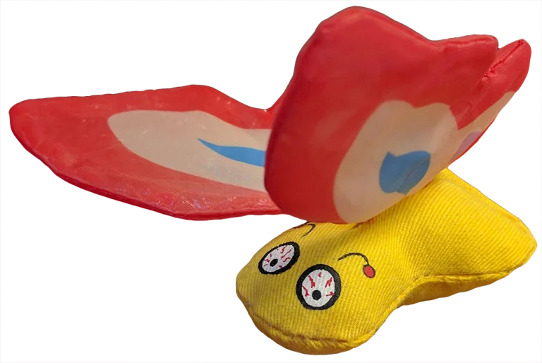 YEOW033.png Zabawka dla kota w kształcie motyla z kocimiętką i szeleszczącymi skrzydełkami, 13 x 6 cm, czerwona – Yeowww! Butterfly - obrazek 1
