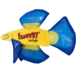 Rybka do zabawy dla kotów z kocimiętką i szeleszczącymi płetwami, niebieska, 17 x 12 cm – Yeowww! Mo Betta Fish