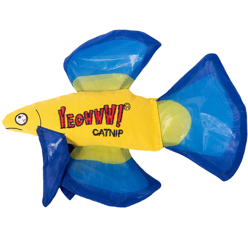Rybka do zabawy dla kotów z kocimiętką i szeleszczącymi płetwami, niebieska, 17 x 12 cm – Yeowww! Mo Betta Fish - obrazek 1