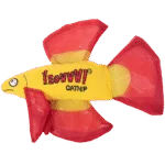 Zabawka dla kota w kształcie ryby z kocimiętką i szeleszczącymi płetwami, czerwona, 17 x 12 cm – Yeowww! Mo Betta Fish