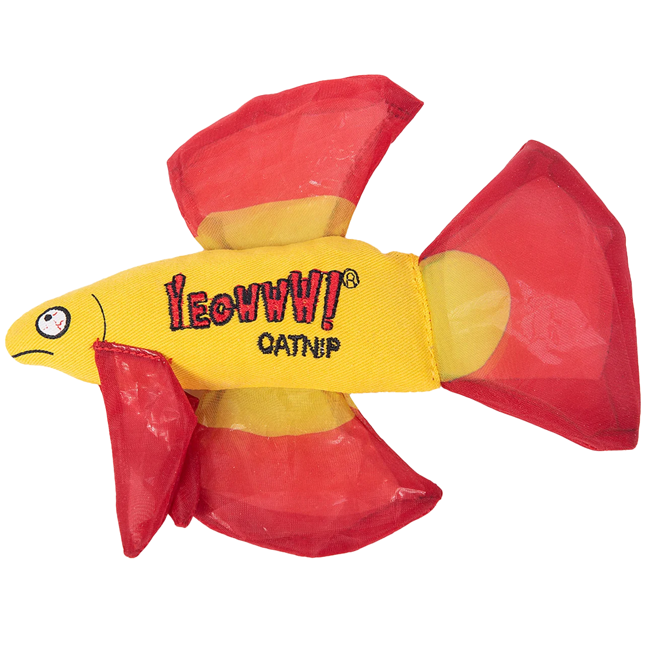 Zabawka dla kota w kształcie ryby z kocimiętką i szeleszczącymi płetwami, czerwona, 17 x 12 cm – Yeowww! Mo Betta Fish - obrazek 1