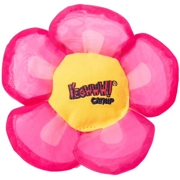 Zabawka dla kota w kształcie kwiatu z kocimiętką i szeleszczącymi płatkami, różowa – Yeowww! Daisy's Flower Tops