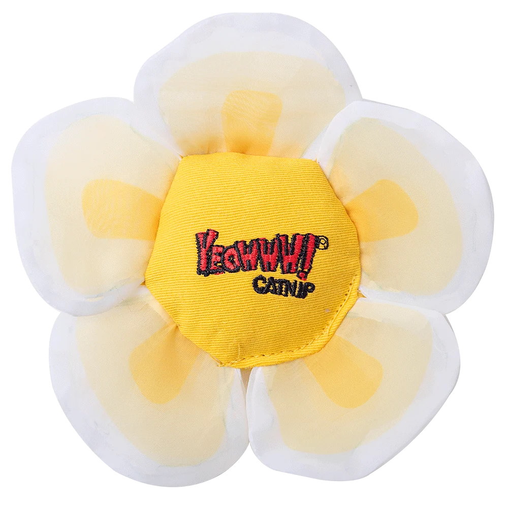 Kwiatowa zabawka dla kota z kocimiętką i szeleszczącymi płatkami, biała – Yeowww! Daisy's Flower Tops - obrazek 1