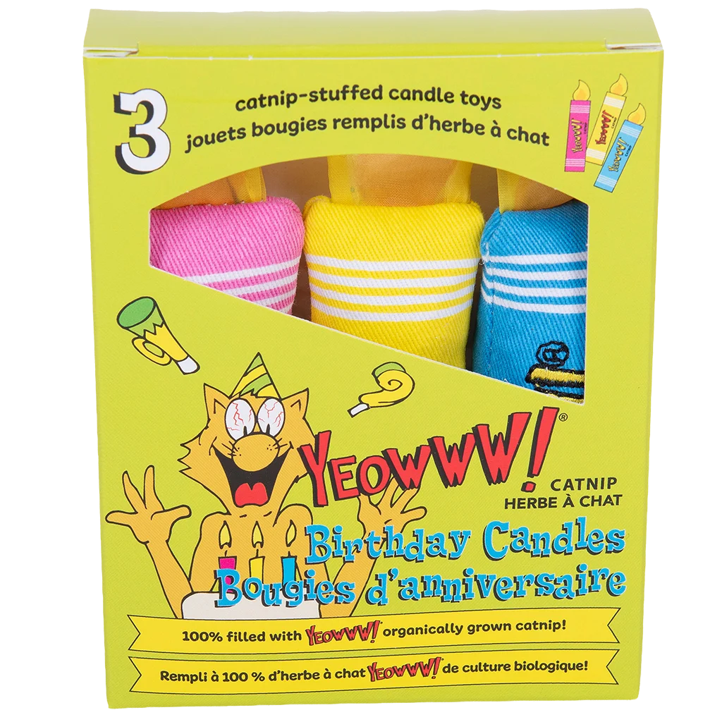 Zabawki dla kota w kształcie urodzinowych świeczek z kocimiętką, 3 sztuki – Yeowww! Birthday Candles - obrazek 2