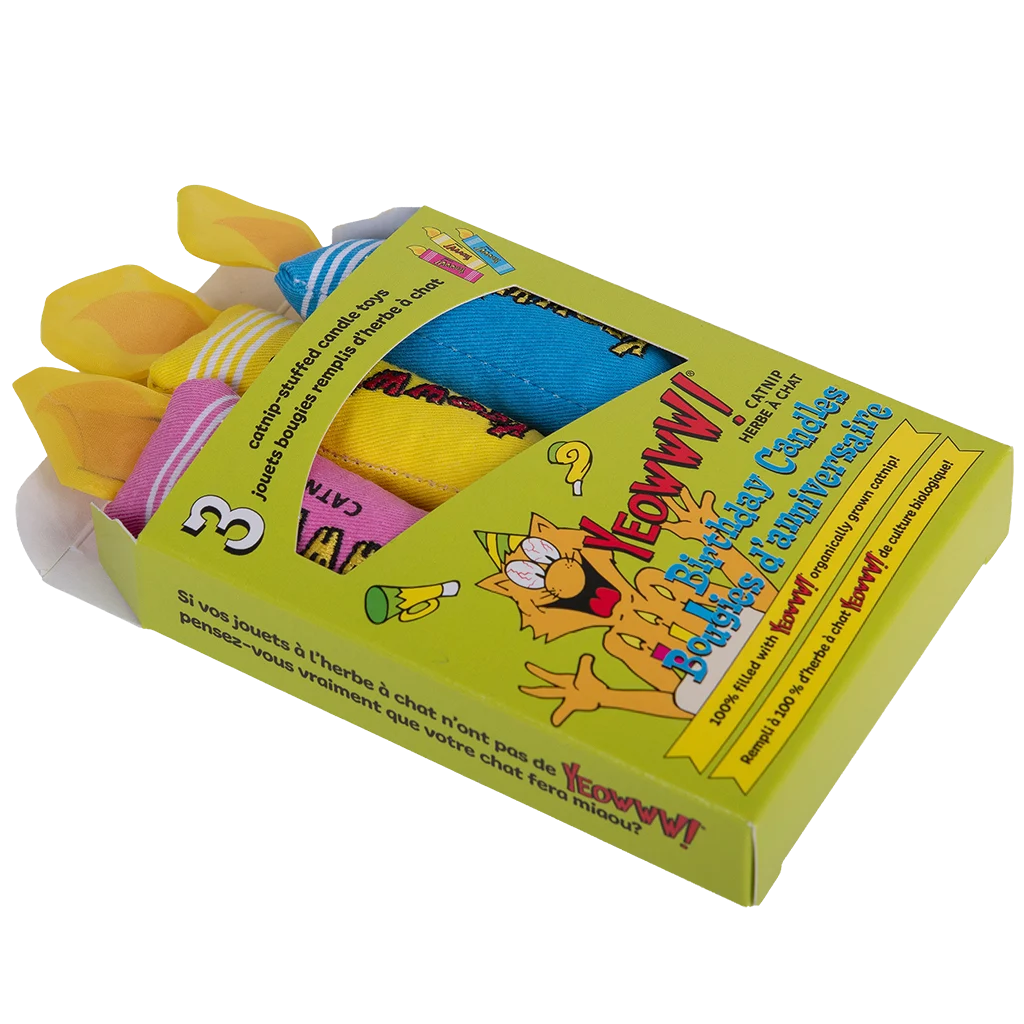 Zabawki dla kota w kształcie urodzinowych świeczek z kocimiętką, 3 sztuki – Yeowww! Birthday Candles - obrazek 3