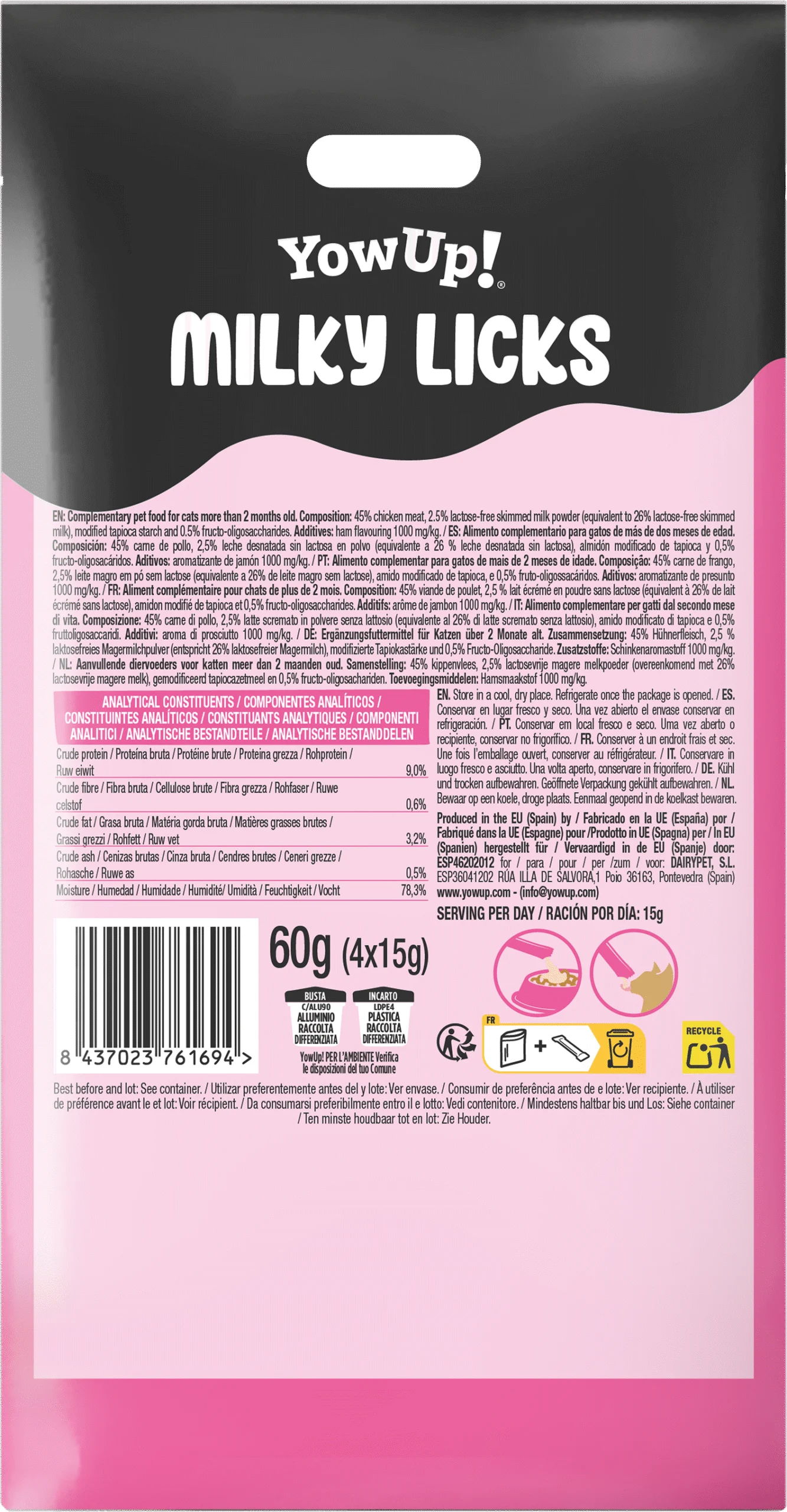 Przekąska w płynie dla kotów o aromacie szynki serrano – YowUp! Milky Licks - obrazek 3