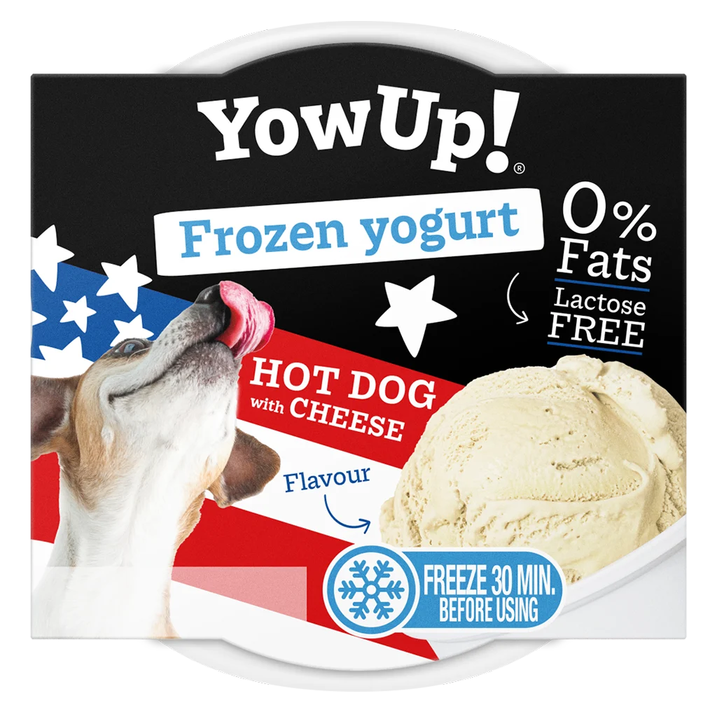Jogurtowa przekąska dla psów i kotów do mrożenia, hot dog z serem, 110 g – YowUp! Frozen Yoghurt Hot dog met Kaas - obrazek 1