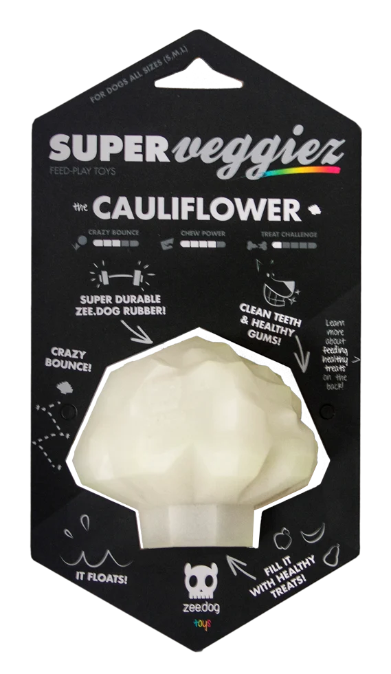Zabawka dla psa z TPR z otworem na przysmaki, pływająca – Zee.dog Super Veggiez The Cauliflower - obrazek 1