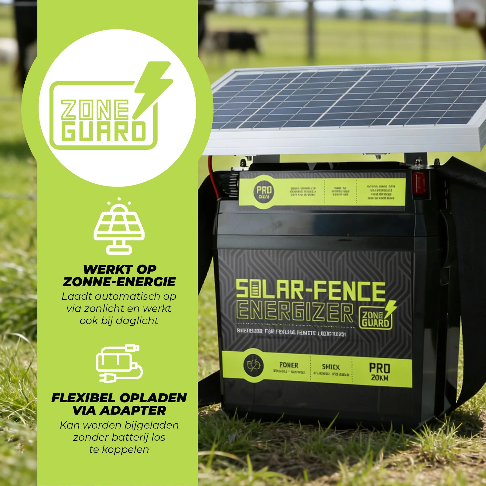 Elektryzator do ogrodzeń elektrycznych zasilany energią słoneczną – ZoneGuard Solar-Fence Energizer Pro 20 km - obrazek 2