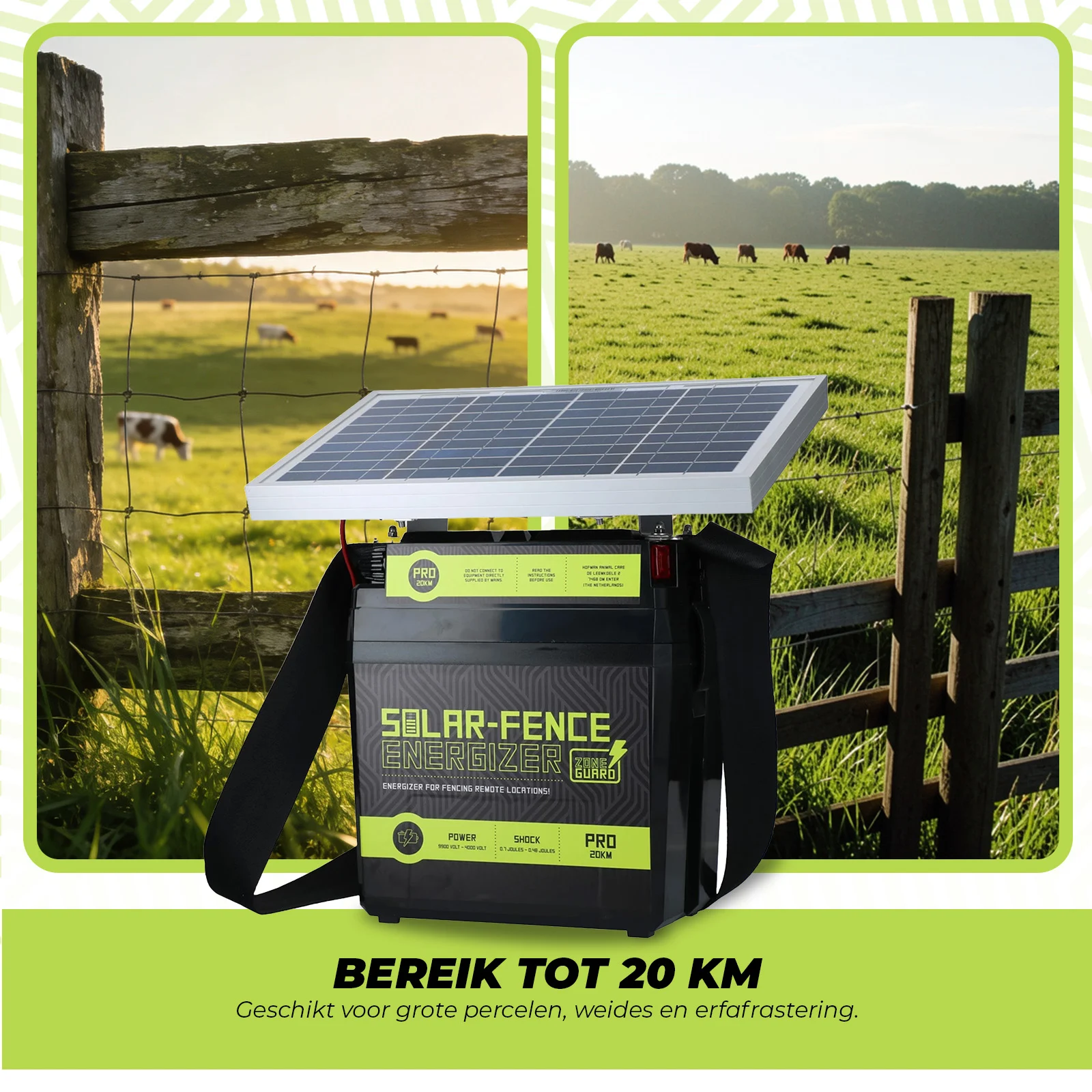 Elektryzator do ogrodzeń elektrycznych zasilany energią słoneczną – ZoneGuard Solar-Fence Energizer Pro 20 km - obrazek 3
