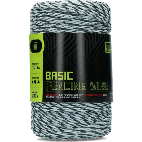 Przewód ogrodzeniowy 3 mm, biały z ciemnozielonym, 200 m – ZoneGuard Basic