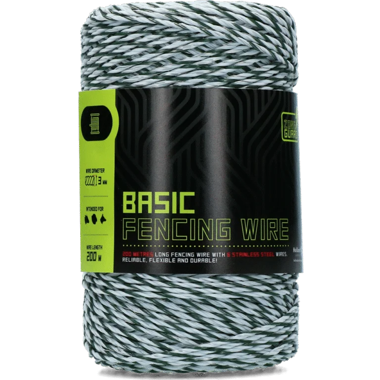 Przewód ogrodzeniowy 3 mm, biały z ciemnozielonym, 200 m – ZoneGuard Basic