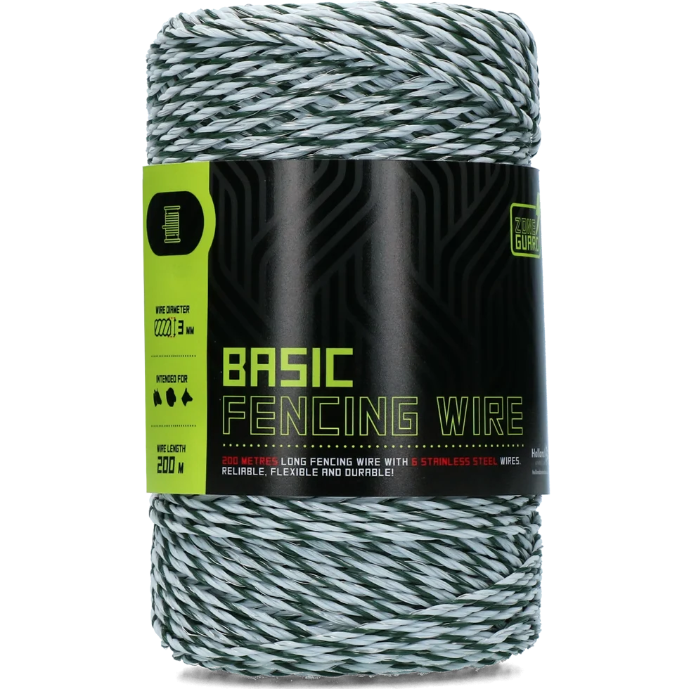 Przewód ogrodzeniowy 3 mm, biały z ciemnozielonym, 200 m – ZoneGuard Basic - obrazek 1