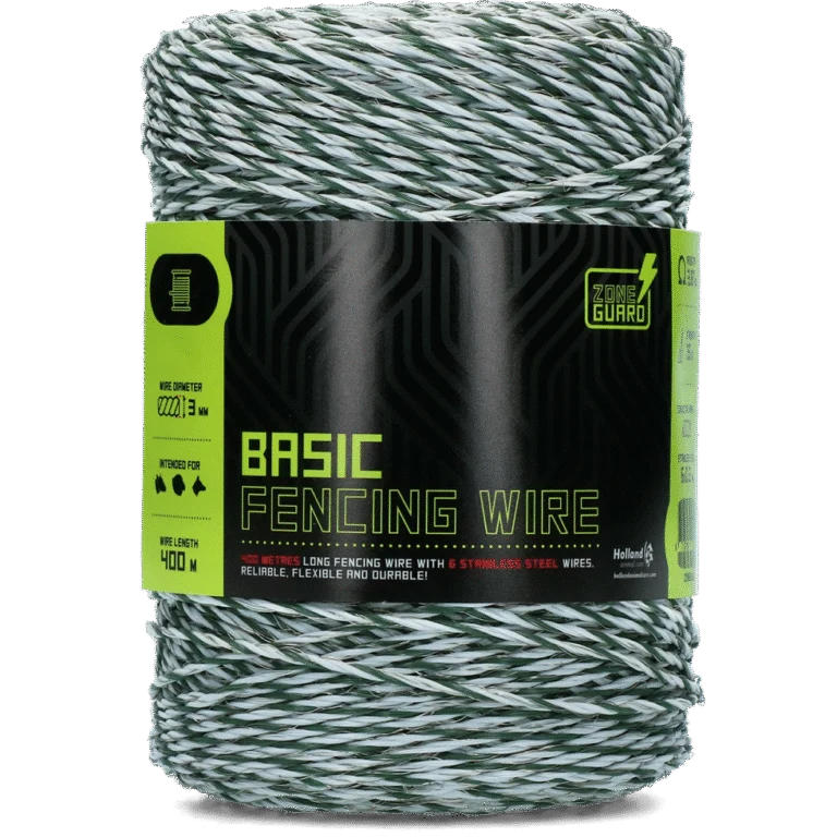 Przewód ogrodzeniowy 3 mm, biały z ciemnozielonym, 400 m – ZoneGuard Basic