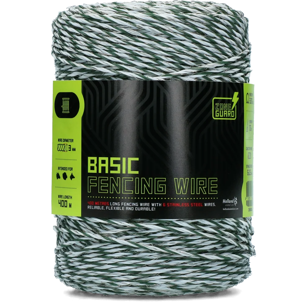Przewód ogrodzeniowy 3 mm, biały z ciemnozielonym, 400 m – ZoneGuard Basic - obrazek 1