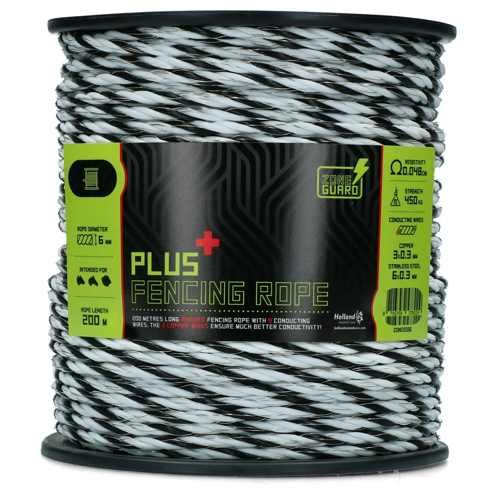 Plecionka elektryczna 6 mm w kolorach czarnym i białym, z 9 przewodnikami, 200 m – ZoneGuard Plus - obrazek 1