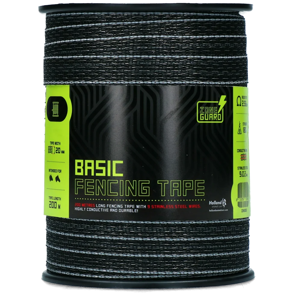 Taśma elektryczna 20 mm, czarna, 9 przewodów ze stali nierdzewnej, 200 m – ZoneGuard Basic - obrazek 2