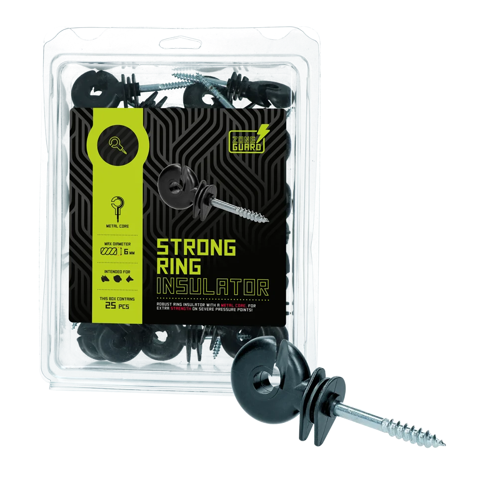 Izolator pierścieniowy z przelotowym rdzeniem, czarny, 25 sztuk – ZoneGuard Strong - obrazek 2
