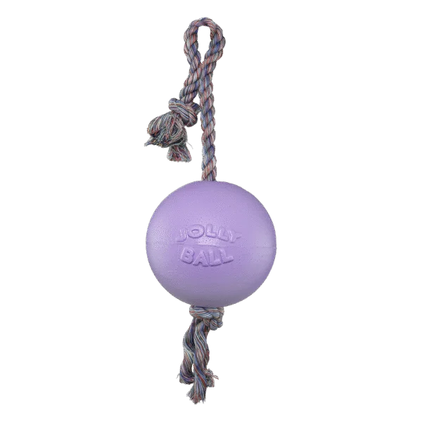 Pływająca piłka dla psa ze sznurem, jasnofioletowa M (15 cm) – Jolly Pets Romp-n-Roll