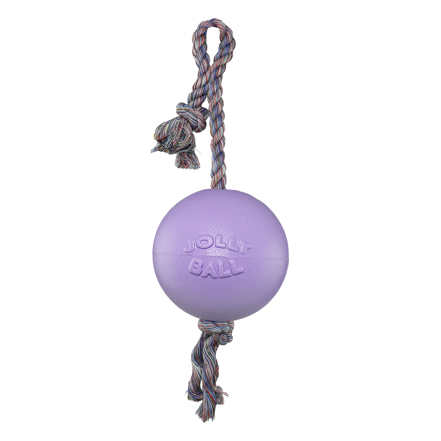 Pływająca piłka dla psa ze sznurem, jasnofioletowa M (15 cm) – Jolly Pets Romp-n-Roll - obrazek 1