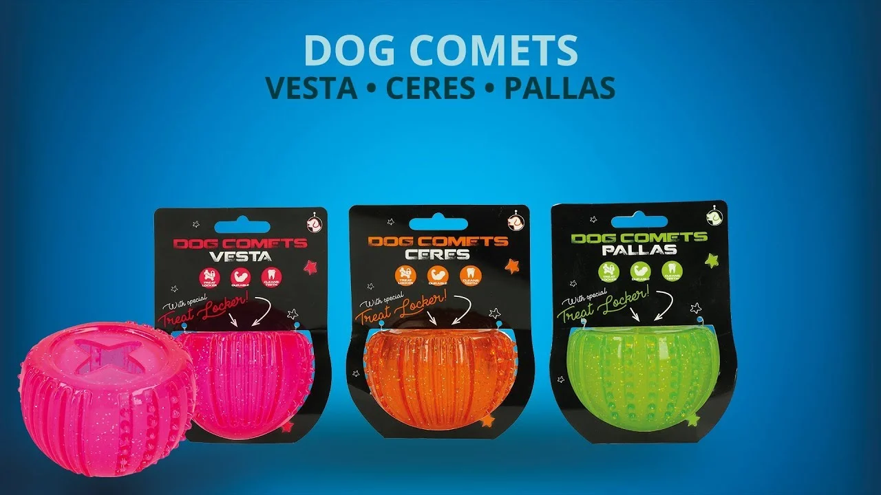Zabawka na przysmaki z gumy TPR, pomarańczowa, ø 7 cm – Dog Comets Ceres Treat Locker - obrazek 4