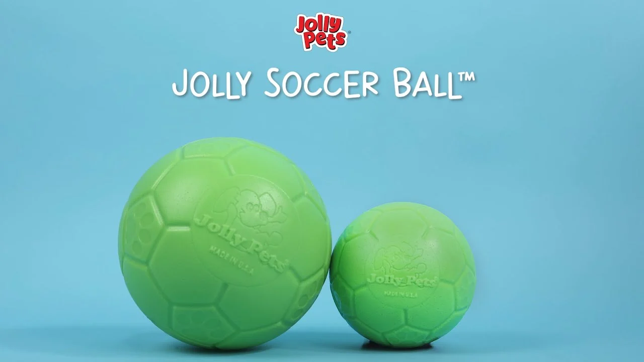 Piłka do aportowania dla psa, pomarańczowo biała, 15 cm – Jolly Pets Jolly Soccer Ball - obrazek 3