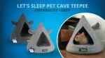 Koci namiot z filcu z poduszką, 50 x 45 cm, antracytowy – Let's Sleep Pet Cave TeePee - obrazek 3